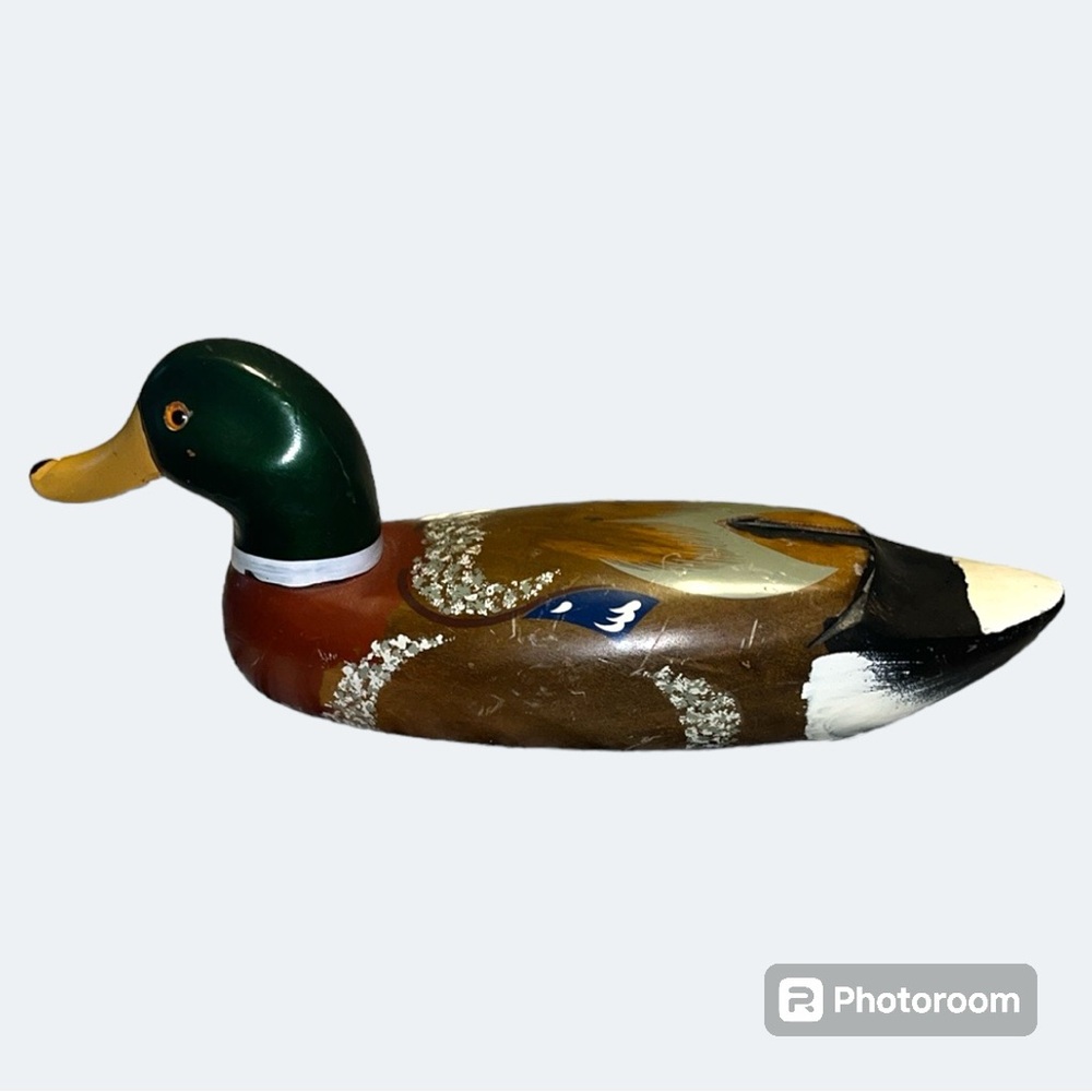 Vintage Wooden Mallard Duck Decoy, Vintage Wood Hand Painted Mallard Duck - Picture 2 of 8